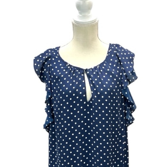 J Crew Factory Small Playful Polka Dot Flutter Sleeve Peplum Hem Shift Dress - Picture 7 of 8